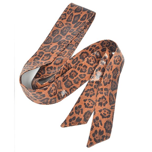 BNWT Brand New Convertible Leopard Printed Fashion Belt Obi Belt Tie Belt - Picture 4 of 4